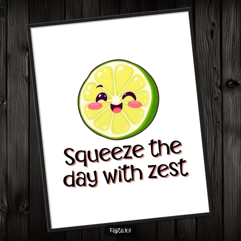 Funny Free Printable Wall Art: A smiling lime slice humorously wiggling its segments, bringing a quirky vibe to your decor.