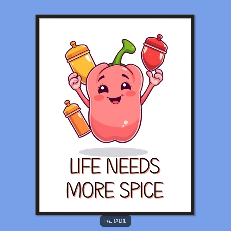 Funny Free Printable Wall Art: Juggling Pepper Spice Fiesta, Download!