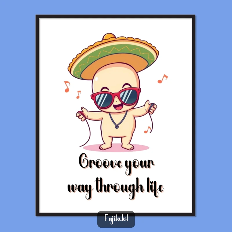 Free Printable Funny Wall Art: Grooving Sombrero Music Fiesta Decor