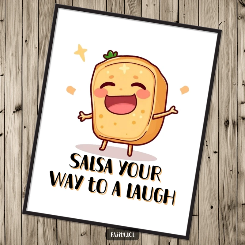 Funny Free Printable Wall Art capturing a fajita ingredient slice in a hilarious, mid-trip pose, ready to amuse.
