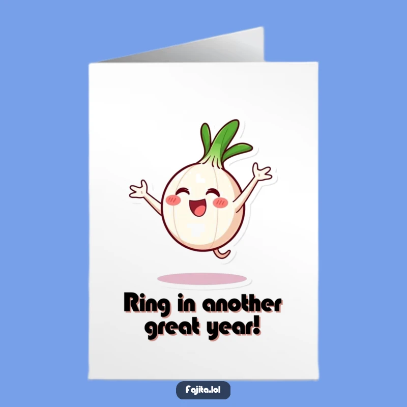 Free Printable Birthday Card: Excited Onion Ring Cartwheel, Hilarious Celebration Downloadable Gift