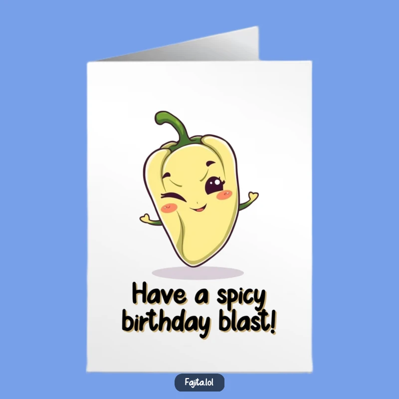 Free Printable Birthday Card: Winking Pepper Spicy Fun Greeting Gift