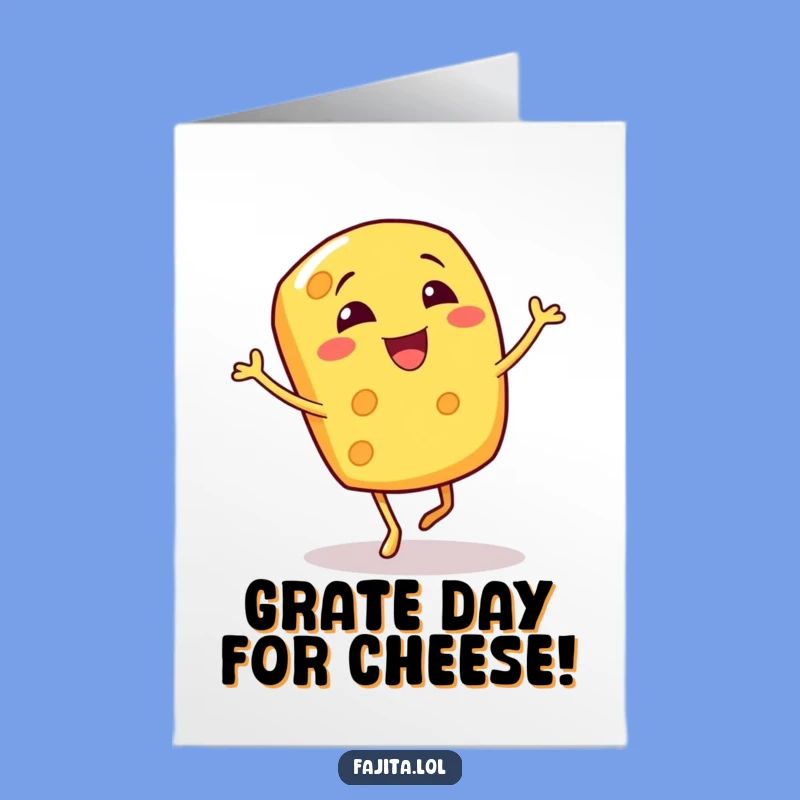 Free Printable Birthday Card: Giggling Cheese Shred Jig, Funny Downloadable Gift