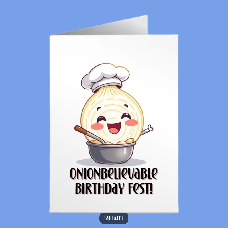 Free Printable Birthday Card: Chef Onion Cooking Fun - Downloadable!