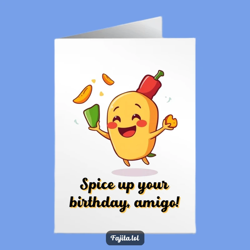 Free Printable Happy Birthday Card: Funny Fajita Juggling Peppers, A Sizzling Downloadable Treat