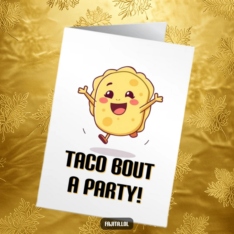 Funny Free Printable Birthday Card featuring a joyful tortilla character performing a lively cartwheel with enthusiasm.