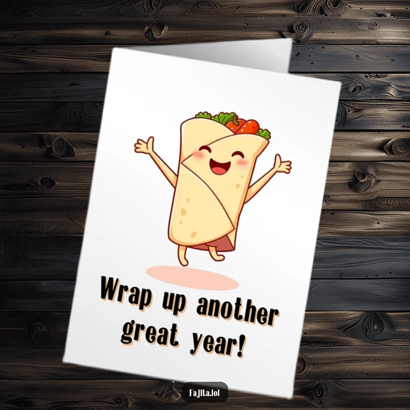 Funny Free Printable Birthday Card: A joyful fajita wrap cartwheels with spicy filling flying, a hilarious downloadable greeting.