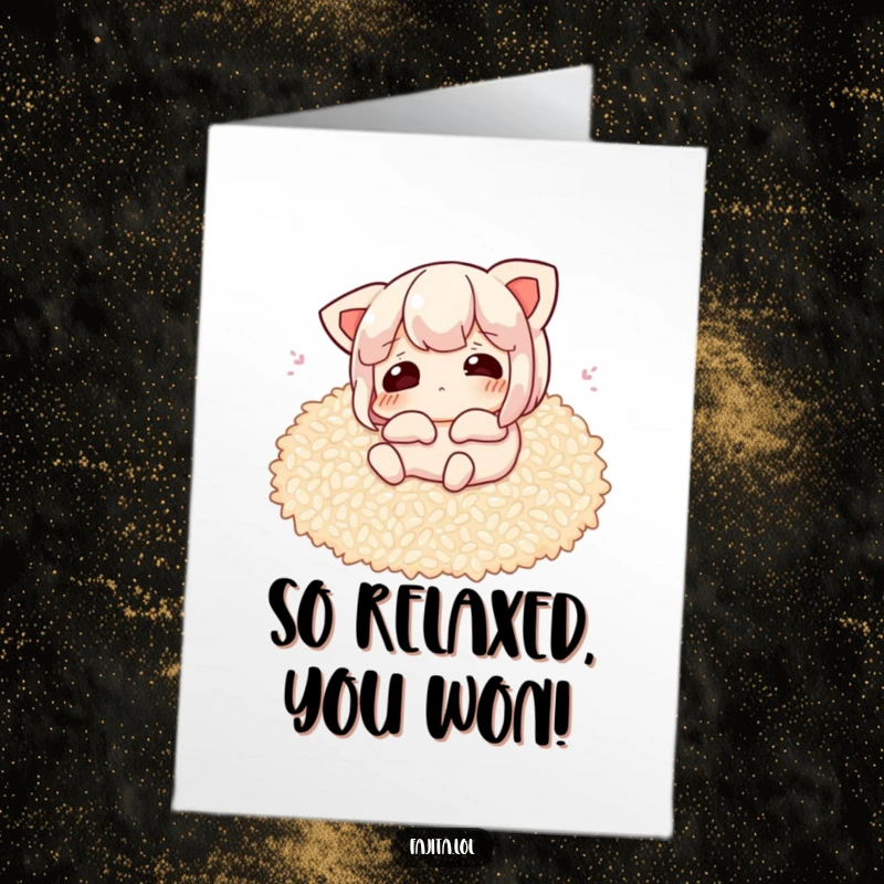 Funny Free Printable Congratulations Card of a content fajita lounging on a bed of rice.