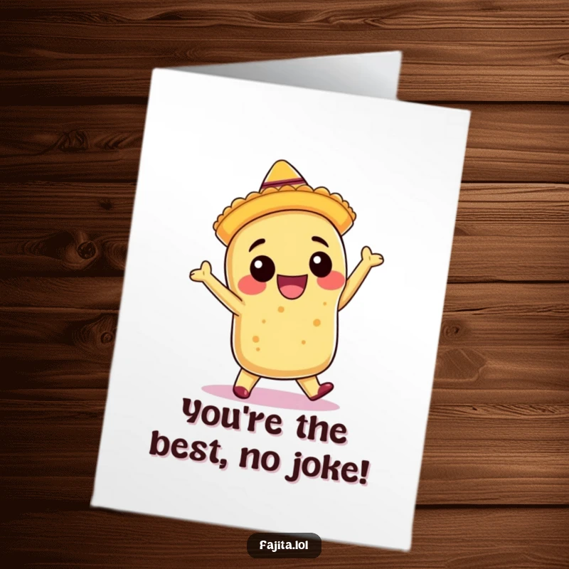 Free Printable Congratulations Card: An enthusiastic burrito wearing a sombrero salsa dancing to celebrate good news.