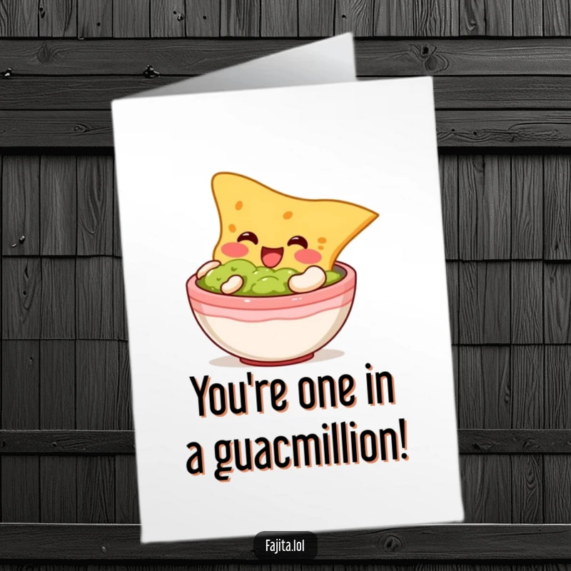 Funny Free Printable Congratulations Card: A blushing tortilla chip plunges into guacamole, a triumphant and tasty celebration.
