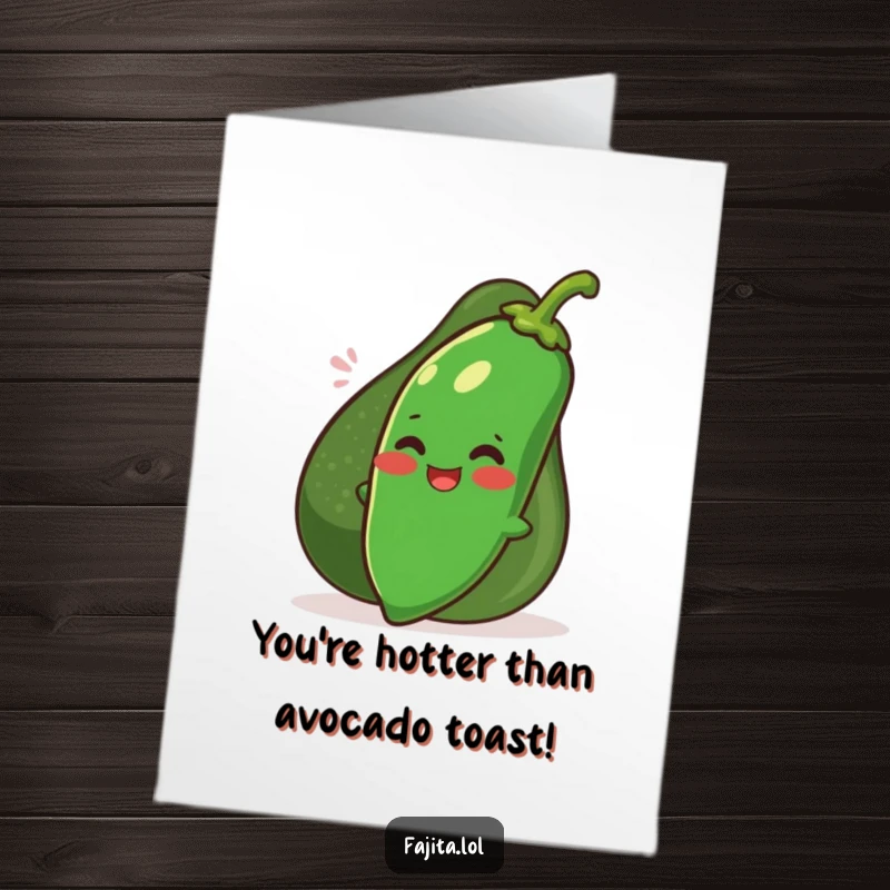 Funny Free Printable Congratulations Card with a giggling jalapeno and a supportive smiling avocado.