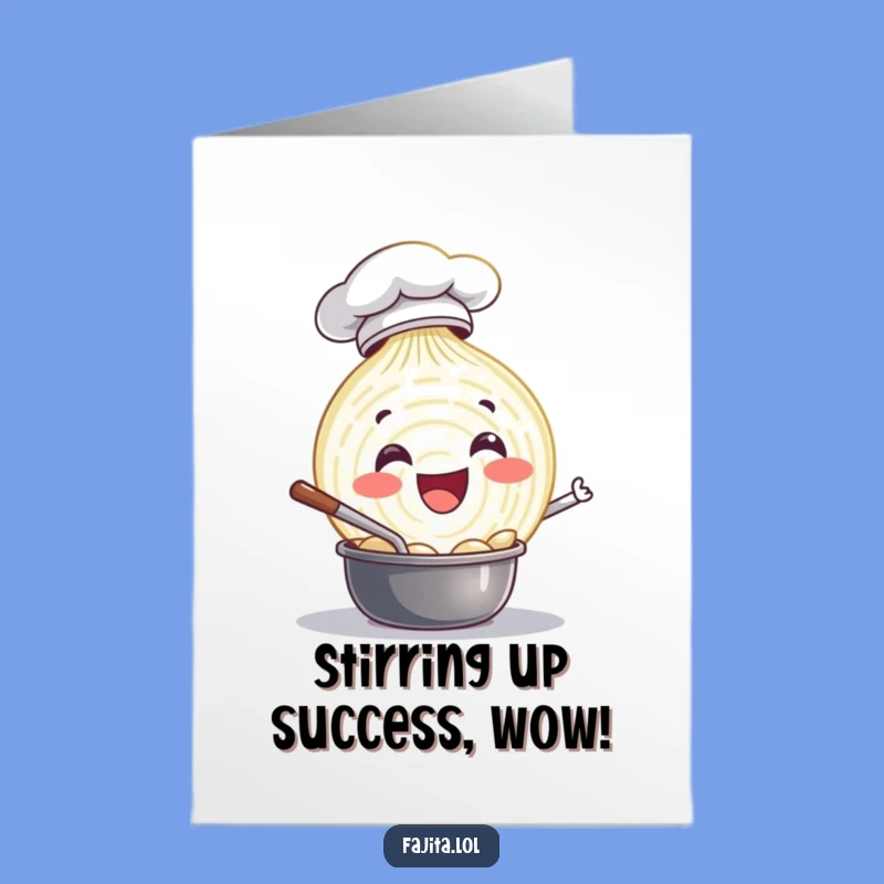 Free Printable Congrats Card: Chef Onion Cooking Up Success - Downloadable!