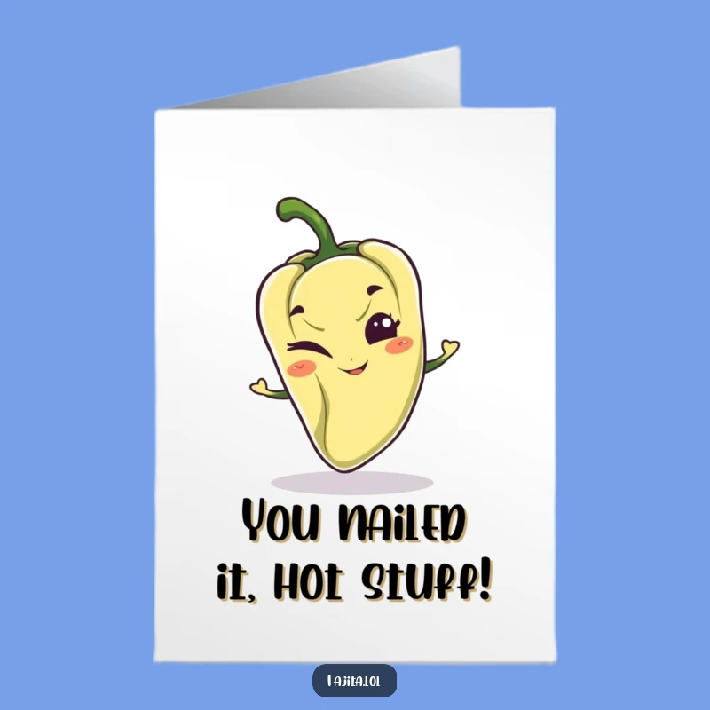 Free Printable Congrats Card: Winking Pepper Celebration Downloadable