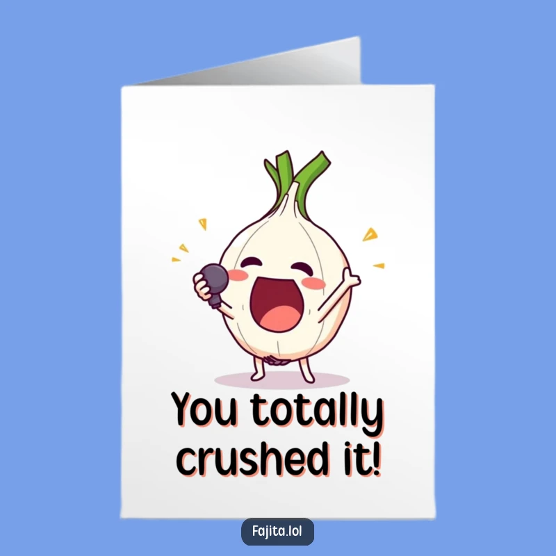 Free Printable Congrats Card: Onion Ring Mic Drop, Winner!