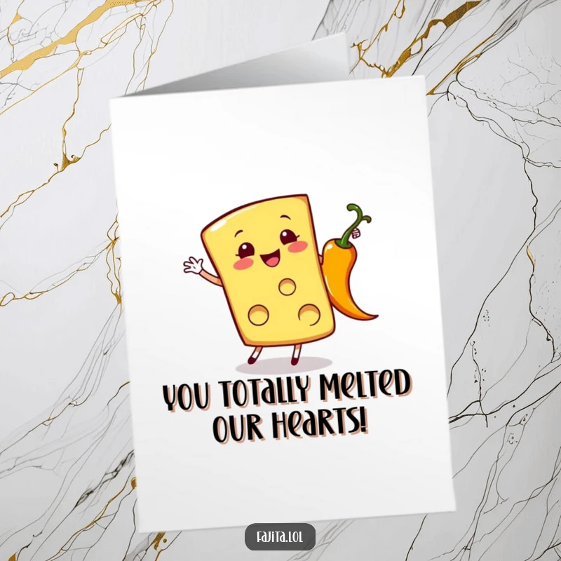 Funny Free Printable Congratulations Card: A Happy Cheese Slice Cartwheeling Near a Sizzling Pepper!