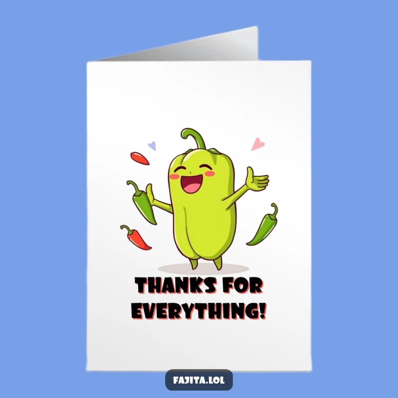 Free Printable Thank You Card: Juggling Pepper Thanks - Downloadable!