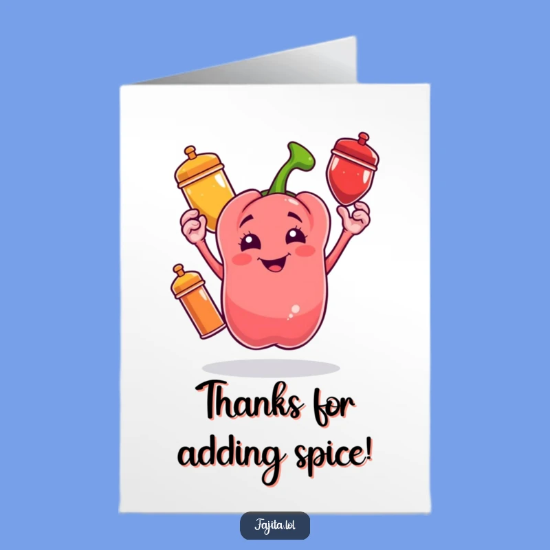 Free Printable Thank You Card: Juggling Pepper Thanks, Spice It Up!