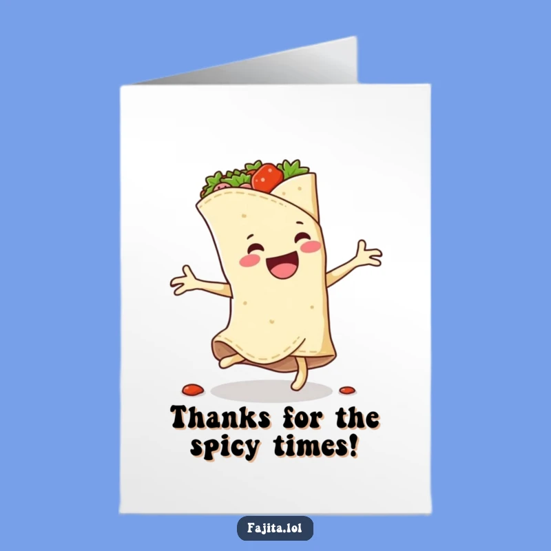 Free Printable Thank You Card: Whimsical Fajita Wrap Cartwheel - Downloadable Gratitude Gift