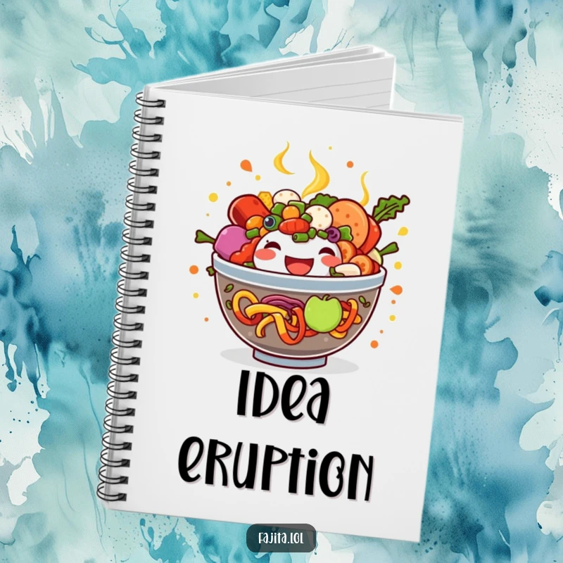 Funny Fajita Bowl Notebook with a cover brimming with colorful ingredients, ready for notes and inspiration.