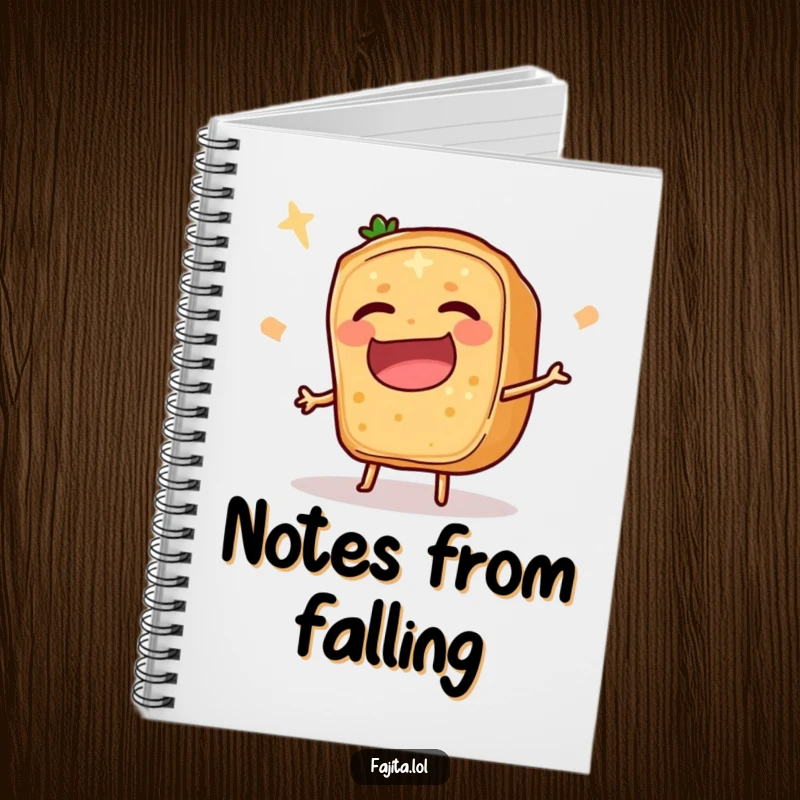 Funny Fajita Ingredient Slice Notebook featuring a comedic trip, ready for notes, doodles, and humorous reflections.