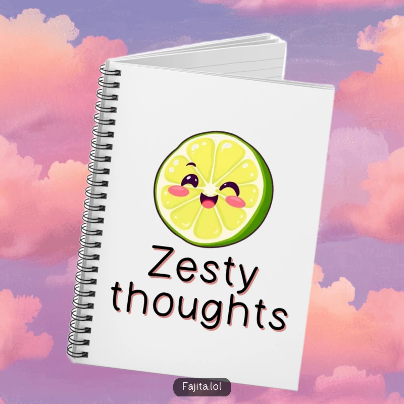 Funny Fajita Lime Slice Notebook featuring a smiling, wiggling character, ready for notes, doodles, and zesty inspiration.