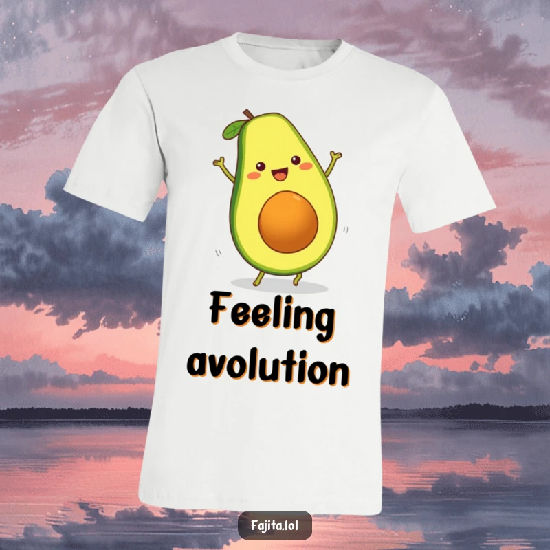 Funny Fajita Avocado Slice T-Shirt performing a cheerful cartwheel, perfect for health-conscious individuals with a sense of humor.