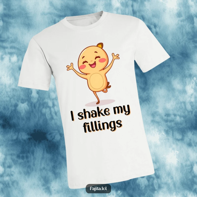 Funny Fajita T-Shirt: A cheerful cartoon fajita with legs passionately dancing the flamenco, radiating pure culinary joy.