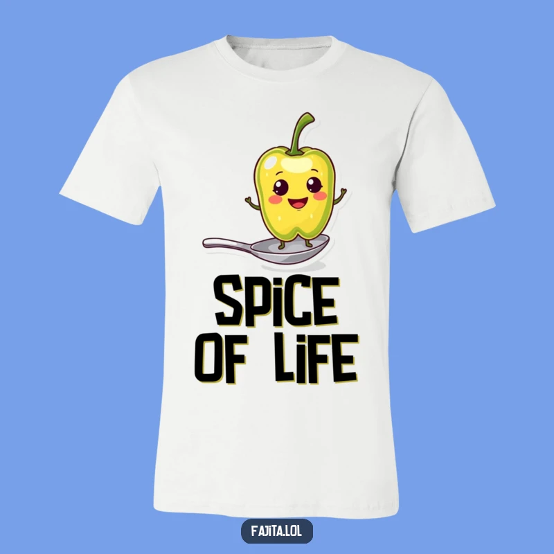 Funny Pepper Slice T-Shirt: Smiling Character on Spoon, Witty Funny Gift