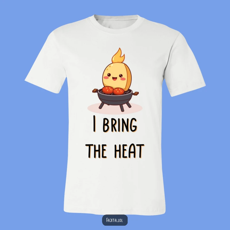 Funny Sizzling Fajita T-Shirt: Happy Grill Cartoon Tee for Foodie Fun