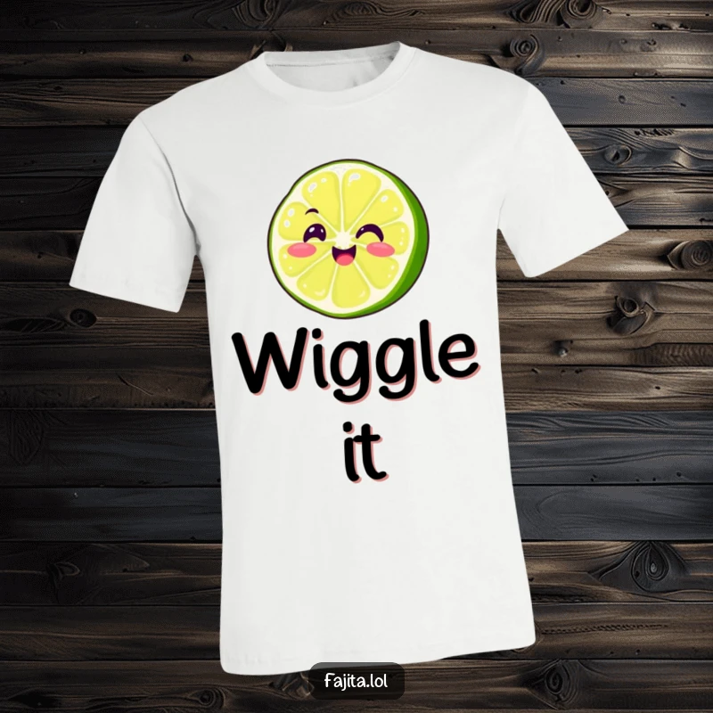 Funny Fajita Lime Slice T-Shirt smiling and wiggling its segments, perfect for food lovers with a zest for life and humor.