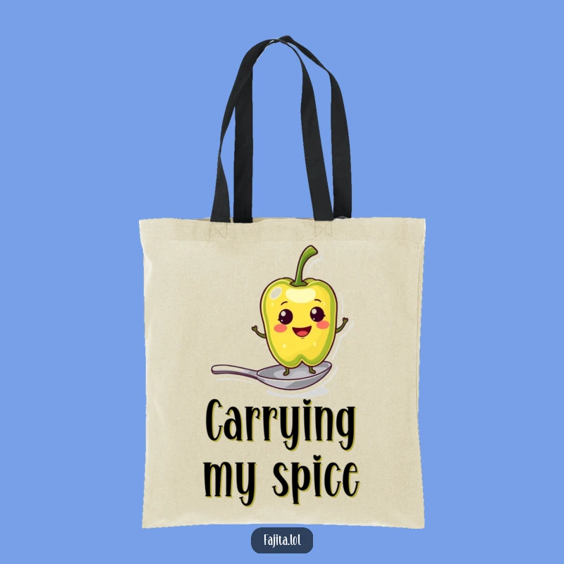 Funny Pepper Slice Tote Bag: Smiling Character Spoon Carrier, Practical Funny Gift