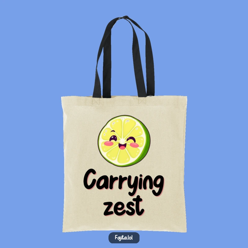 Funny Wiggling Lime Slice Tote Bag - Smiling Fajita Action, Quirky Accessory Gift