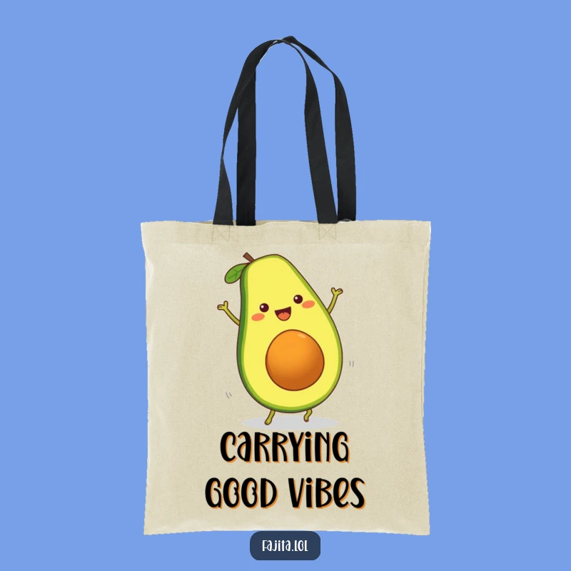 Funny Cartwheeling Avocado Slice Tote Bag - Cheerful Ingredient Action, Quirky Accessory Gift
