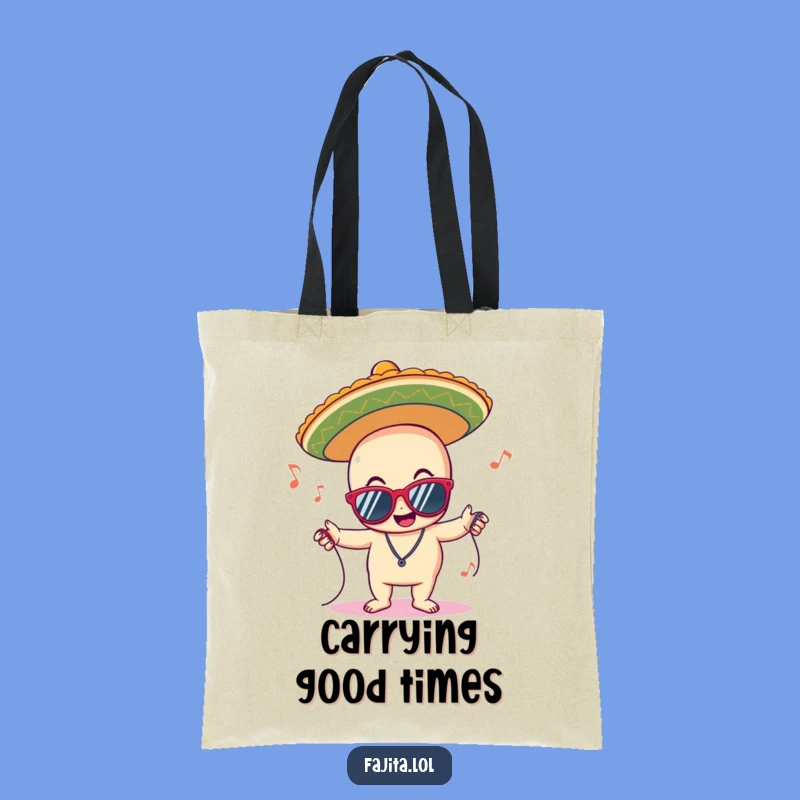 Funny Groovy Sombrero Tote Bag: Cool Character Accessory for Music Lovers