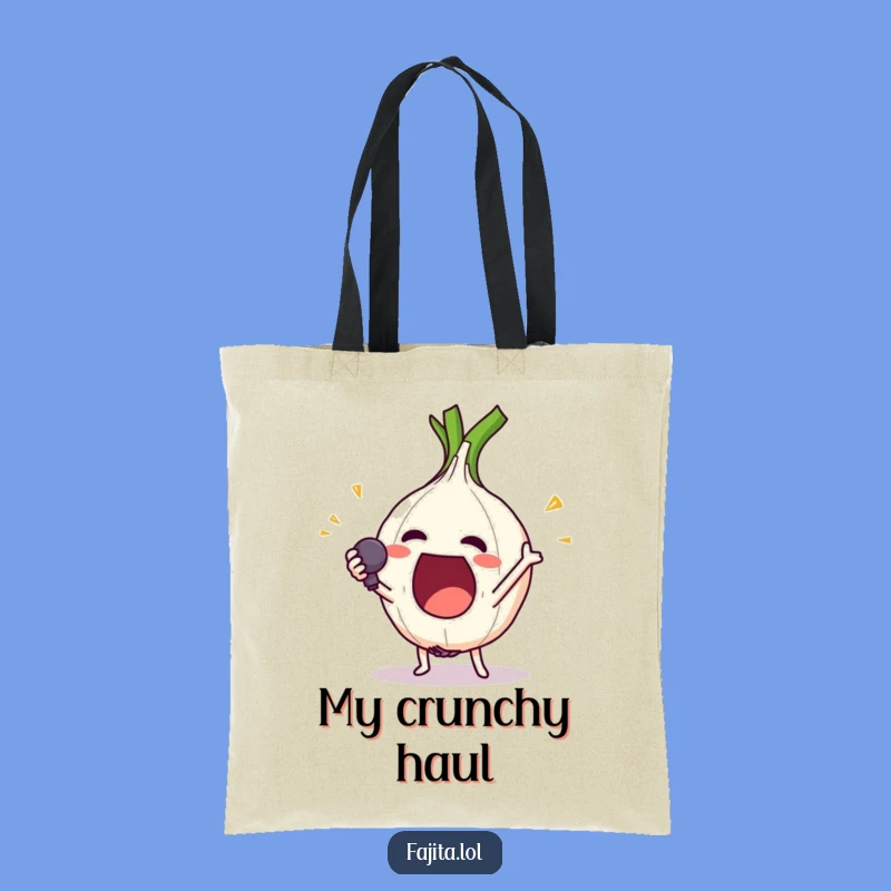 Funny Onion Ring Mic Drop Tote Bag - Comedic Character Grocery Bag