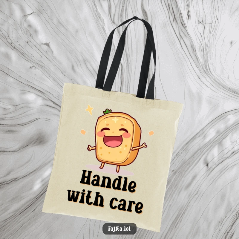 Funny Fajita Ingredient Slice Tote Bag illustrating a comedic trip, great for groceries and a dose of humor.