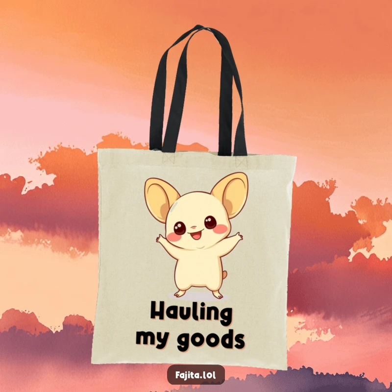 Funny quesadilla tote bag showing a smiling quesadilla with wide eyes doing a silly dance, perfect for humorous everyday carrying.