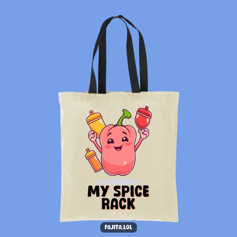 Funny Bell Pepper Spice Tote Bag - Cheerful Juggling Grocery Bag